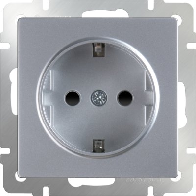 

Розетка с заземлением, безвинтовой зажим (серебряный) Werkel WL06-10-01, WL06-10-01