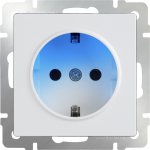 Розетка с заземлением и подсветкой (белая) WL01-10-03 Werkel