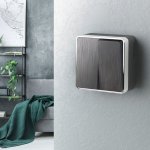 Выключатель двухклавишный Gallant (графит рифленый) WL15-03-01 Werkel