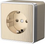 Розетка с заземлением и шторками Gallant (шампань рифленый) WL15-02-02 Werkel