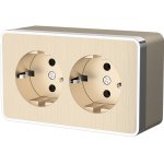 Розетка двойная с заземлением Gallant (шампань рифленый) WL15-02-03 Werkel