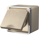 Розетка влагозащ. с зазем. с защит. крышкой и шторками Gallant (шампань рифленый) Werkel WL15-02-04