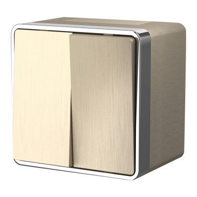 Выключатель двухклавишный влагозащищенный Gallant (шампань рифленый) Werkel WL15-03-02 Выключатель двухклавишный влагозащищенный Gallant (шампань рифленый) Werkel WL15-03-02