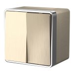 Выключатель двухклавишный влагозащищенный Gallant (шампань рифленый) Werkel WL15-03-02