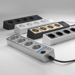 Розеточный блок 4-х местный + 3 USB белый/черный Werkel WL20-04-03