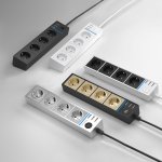 Розеточный блок 4-х местный + 3 USB белый/черный Werkel WL20-04-03