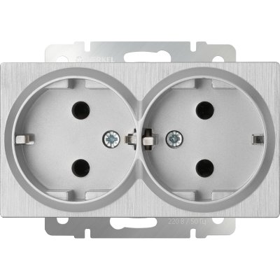 

Розетка двойная с заземлением (серебряный рифленый) WL09-SKG-02-IP20 Werkel, WL09-SKG-02-IP20 серебряный рифленый