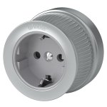 Розетка с заземлением и шторками (Матовый хром) ретро WL19-10-02 Werkel