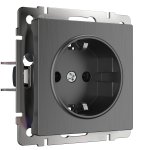 Розетка с заземлением (графит рифленый) Werkel WL04-SKG-01-IP20