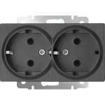 Розетка двойная с заземлением (графит рифленый) WL04-SKG-02-IP20 Werkel