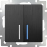 Выключатель двухклавишный с подсветкой (графит рифленый) WL04-SW-2G-LED Werkel