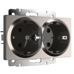 Розетка двойная с заземлением (глянцевый никель) Werkel WL02-SKG-02-IP20