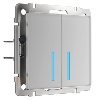 Сенсорный выключатель двухклавишный Умный дом (серебряный) Werkel W4520606