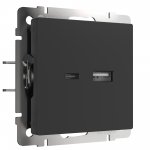 Розетка USB тип A+С (черный матовый) W1171808 Werkel