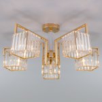 Потолочная люстра с хрусталем Eurosvet 10117/5 золото/прозрачный хрусталь Strotskis April