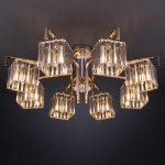 Потолочная люстра с хрусталем Eurosvet 10117/8 золото/прозрачный хрусталь Strotskis April