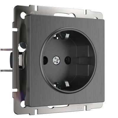 

Розетка с заземлением и шторками (графит рифленый) W1171104 Werkel, W1171104