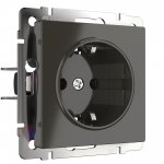 Розетка с заземлением и шторками (серо-коричневый) Werkel W1171107