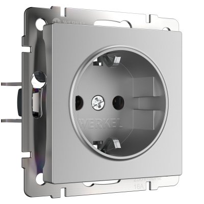 Розетка с заземлением (серебряный) W1171006 Розетка с заземлением (серебряный) W1171006