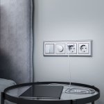 W1120106/ Выключатель двухклавишный с подсветкой (серебряный) W1120106