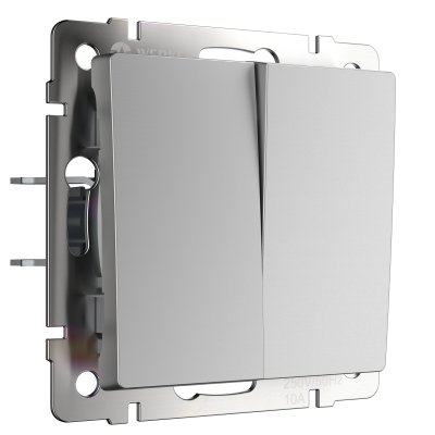 W1122006/ Выключатель двухклавишный проходной (серебряный) W1122006 W1122006/ Выключатель двухклавишный проходной (серебряный) W1122006