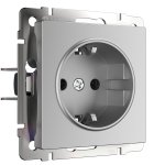 W1171106/ Розетка с заземлением и шторками (серебряный) W1171106