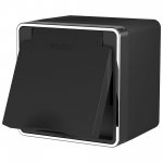 Розетка влагозащ. с зазем. с защит. крышкой и шторками Gallant (черный/хром) W5071235 Werkel