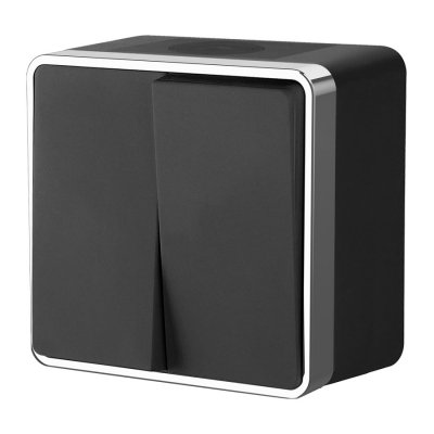 Выключатель двухклавишный влагозащищенный Gallant (черный/хром) Werkel W5020235