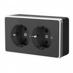Розетка двойная с заземлением Gallant (черный/хром) W5072135 Werkel