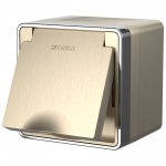 Розетка влагозащ. с зазем. с защит. крышкой и шторками Gallant (шампань рифленый) W5071210 Werkel