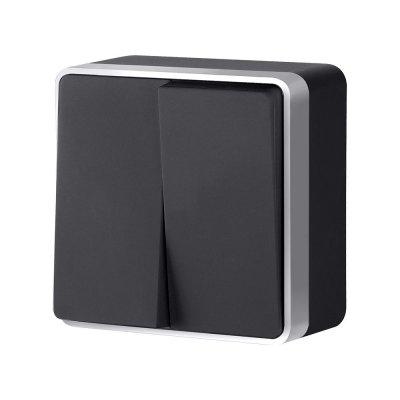 Выключатель двухклавишный Gallant черный с серебром W5020034 W5020034