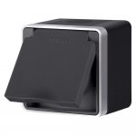 Розетка влагозащ. с зазем. с защит. крышкой и шторками Gallant черный с серебром W5071234 W5071234