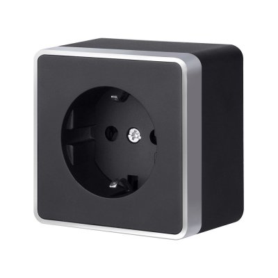 Розетка с заземлением Gallant черный с серебром W5071034 W5071034