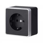 Розетка с заземлением Gallant черный с серебром W5071034 W5071034