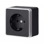 Розетка с заземлением и шторками Gallant черный с серебром W5071134 W5071134