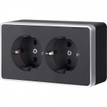 Розетка двойная с заземлением Gallant черный с серебром W5072134 W5072134