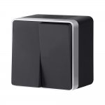 Выключатель двухклавишный влагозащищенный Gallant черный с серебром W5020234 W5020234