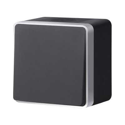 W5010234/ Выключатель одноклавишный влагозащищенный Gallant (черный с серебром) W5010234