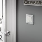 Выключатель  двухклавишный проходной с подсветкой (перламутровый рифленый) Werkel W1122113