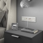 Накладка для двойной розетки Еthernet RJ-45 (перламутровый рифленый) Werkel W1191113