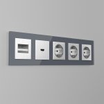 Накладка для двойной розетки Еthernet RJ-45 (серебряный рифленый) Werkel W1191109