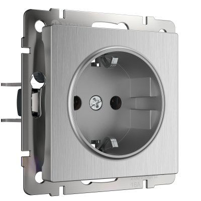 

Розетка с заземлением и шторками (cеребряный рифленый) W1171109 Werkel, W1171109