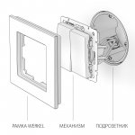 Выключатель двухклавишный проходной (cеребряный рифленый) W1122009 Werkel