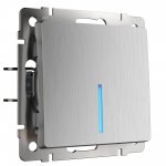 Выключатель одноклавишный с подсветкой (cеребряный рифленый) W1110109 Werkel