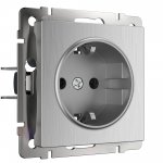 Розетка с заземлением (cеребряный рифленый) W1171009 Werkel