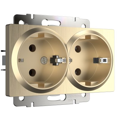 

Розетка двойная с заземлением (шампань рифленый) W1172010 Werkel, W1172010