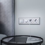 Выключатель двухклавишный проходной с подсветкой (серебряный) W1122106 Werkel