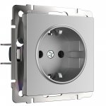 Розетка с заземлением (серебряный) W1171006 Werkel