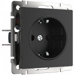 Розетка с заземлением, безвинтовой зажим (черный матовый) W1171308 Werkel