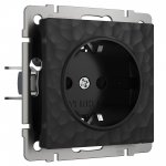 Розетка с заземлением (черный) W1271008 Werkel